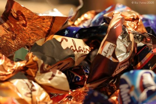Recyclable materials separated at a Fitzrovia garden clearance site